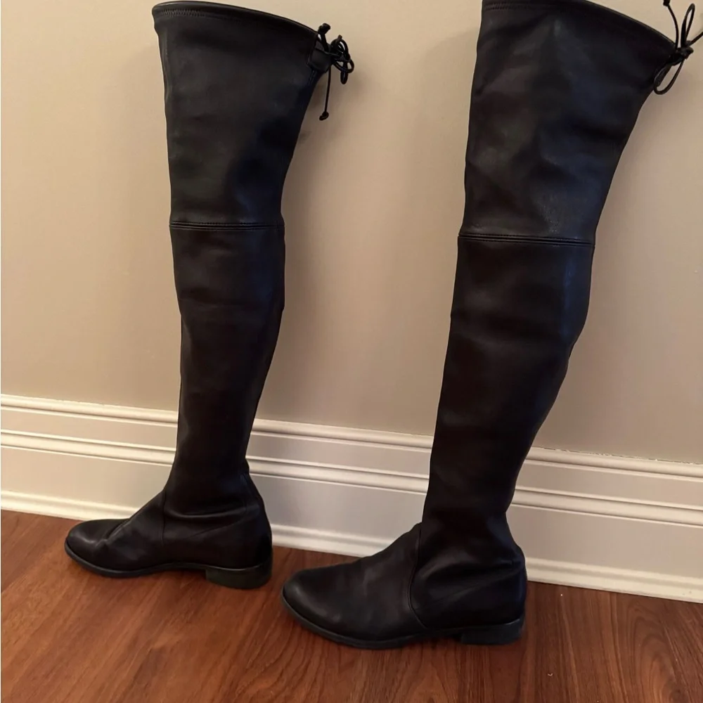 Stuart Weitzman Black Over-the-Knee Leather Boots